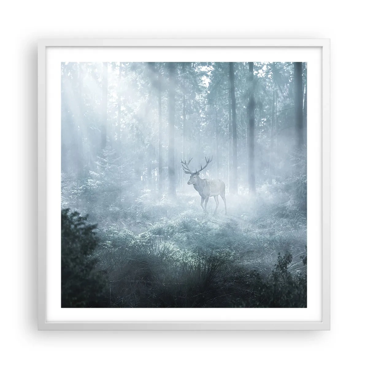 Poster in white frmae - Morning Round of the Estate - 60x60 cm