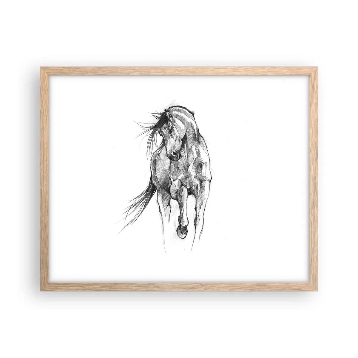 Poster in light oak frame - In a Graceful Trot - 50x40 cm