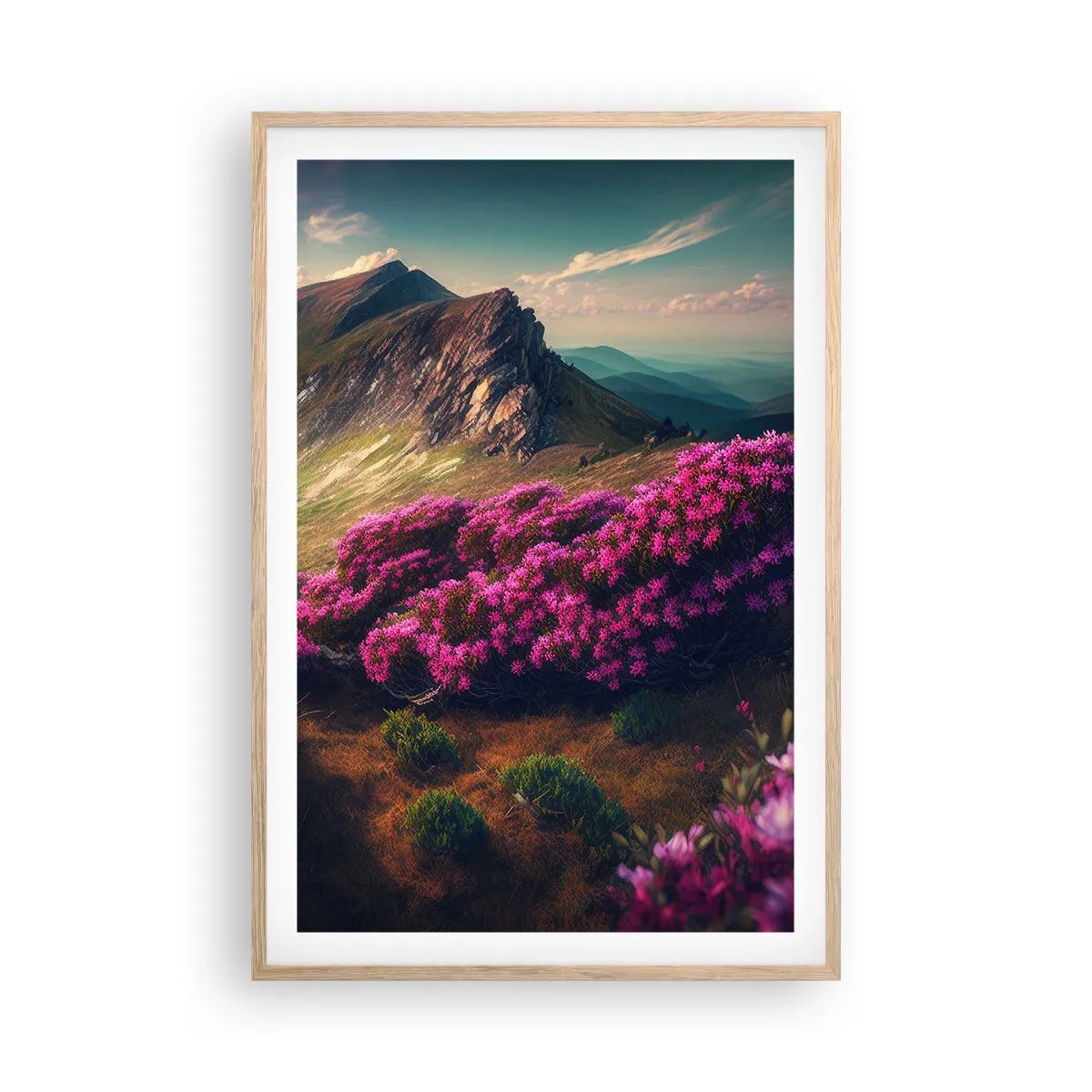 Poster in light oak frame - Summer in the Mountains - 61x91 cm