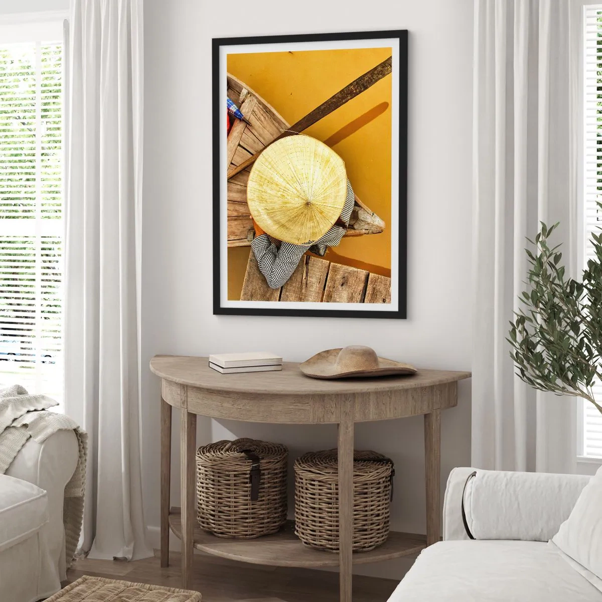 Poster in black frame - Life on a Yellow River - 30x40 cm