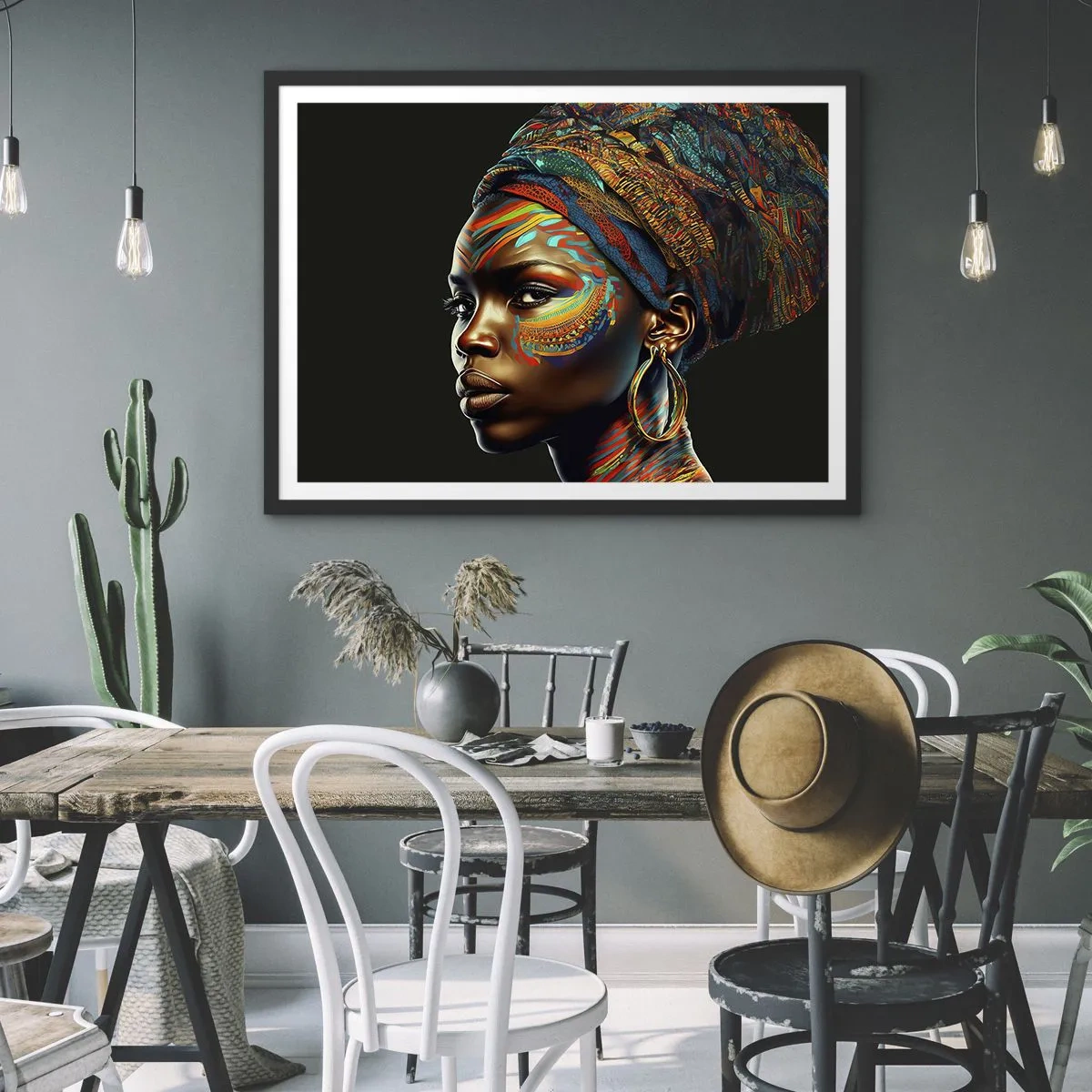 Poster in black frame - African Queen - 100x70 cm