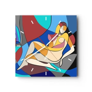 Wall clock - Clock on glass - Cubist Nude - 30x30 cm