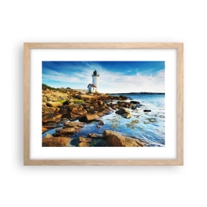 Poster in light oak frame - Be Home Safe, I Am Waiting - 40x30 cm