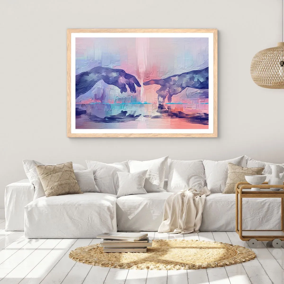 Poster in light oak frame - Godly Spark of Life - 100x70 cm