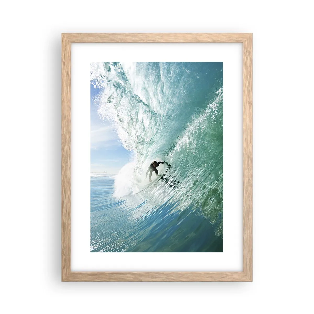 Poster in light oak frame - Riding the Wave - 30x40 cm