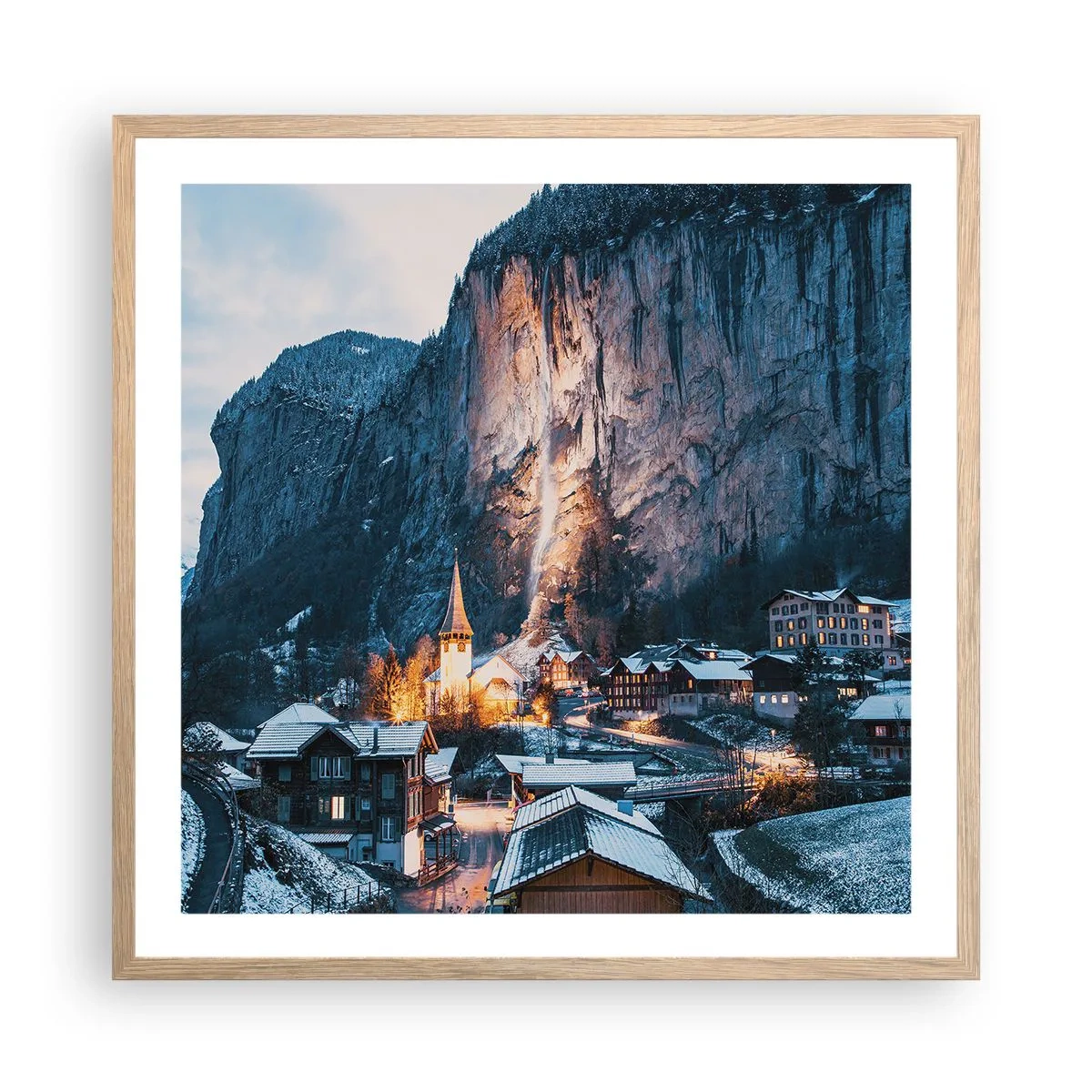Poster in light oak frame - Sparkling Winter Spirit - 60x60 cm
