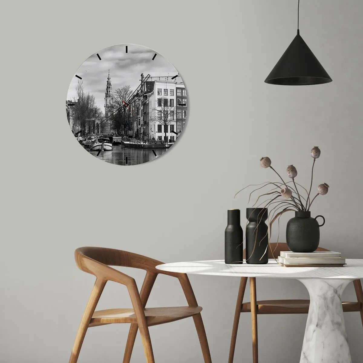 Wall clock - Clock on glass - Amsterdam Atmosphere - 40x40 cm