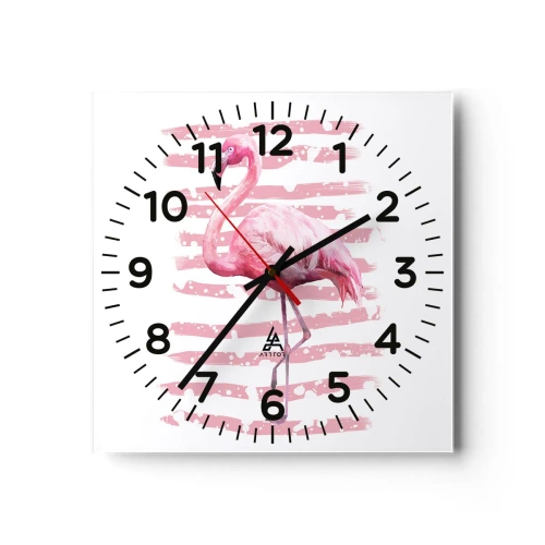 Wall clock - Clock on glass - With Dignity but in Pink - 30x30 cm