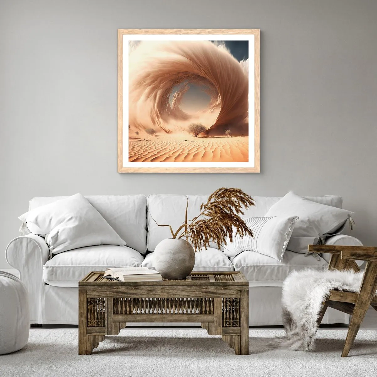 Poster in light oak frame - Open Portal - 40x40 cm