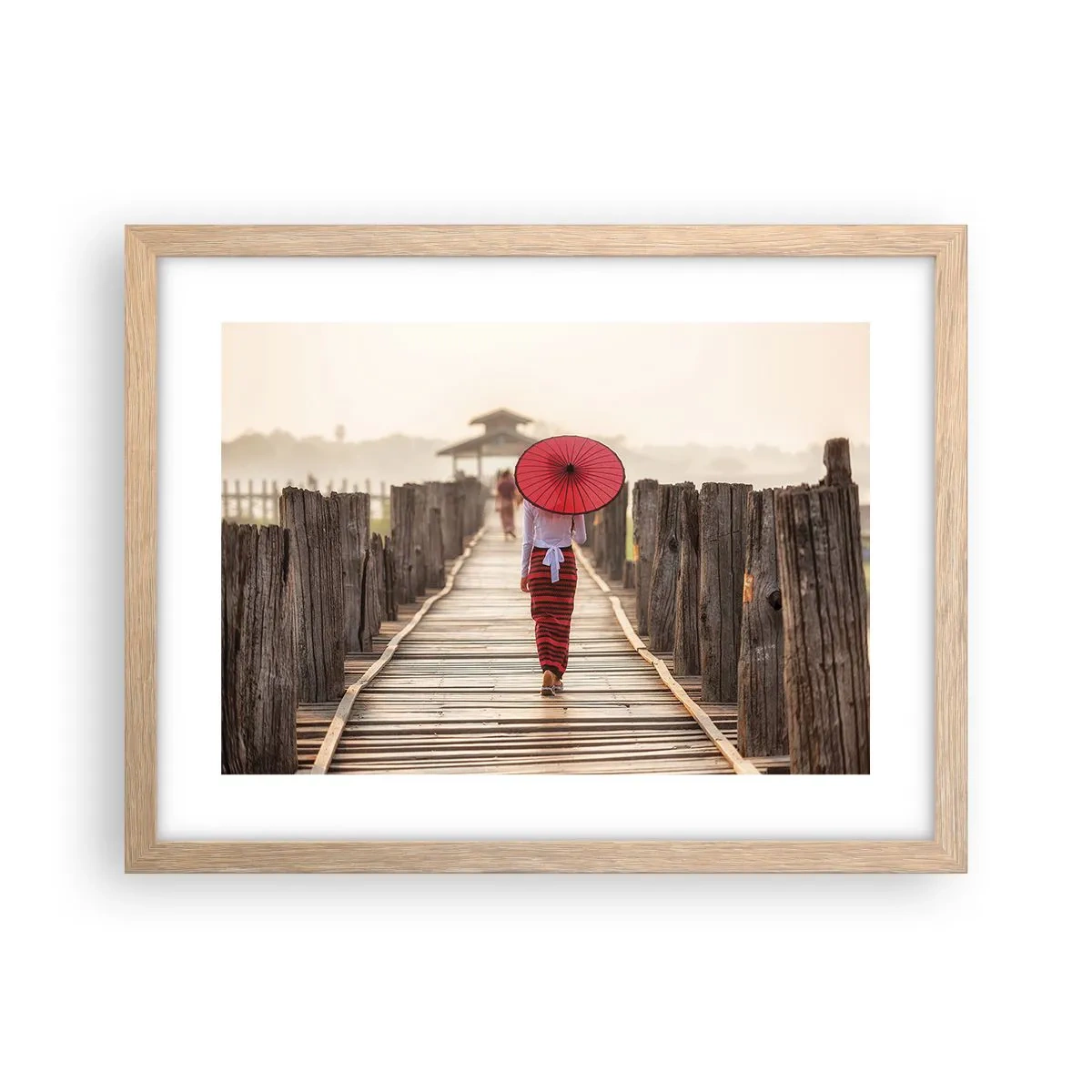 Poster in light oak frame - On an Old Bridge - 40x30 cm