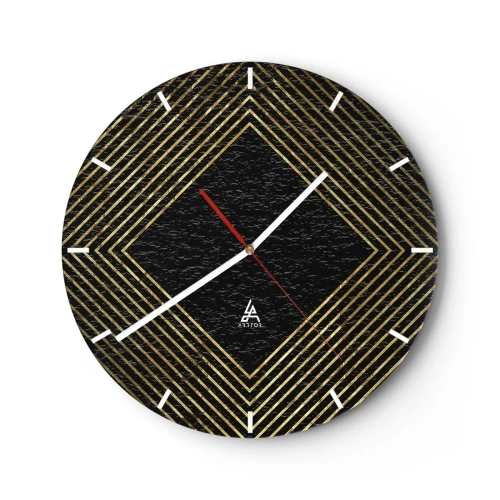 Wall clock - Clock on glass - Geometry Glamour Style - 40x40 cm