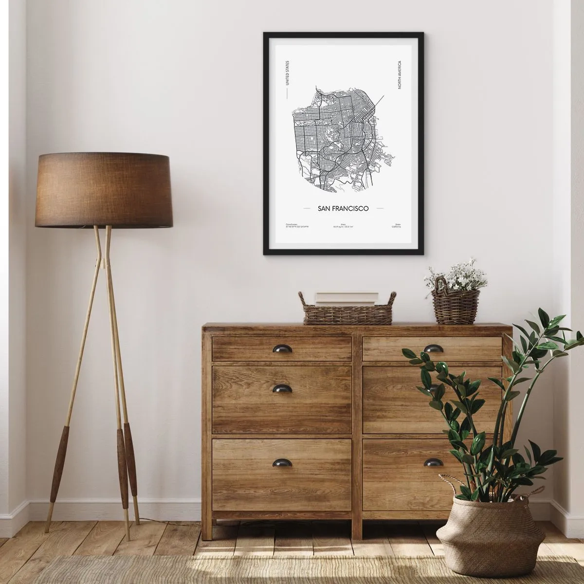 Poster in black frame - Anatomy of San Francisco - 61x91 cm