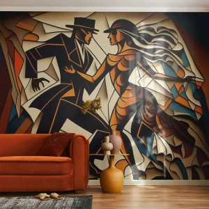 Self-Adhesive Photo Wallpaper Deluxe Sticker - Dance of Passion  - Cubism, Dance, Couple - 200x140 cm