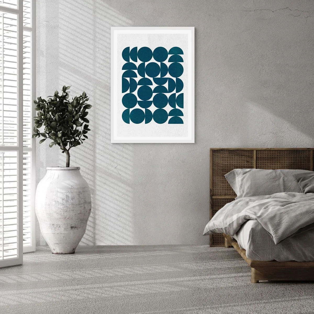 Poster in white frmae - Circles and Semicircles - 70x100 cm