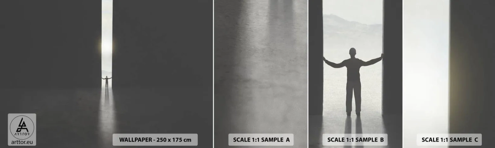 Photo Wallpaper Sample Standard Eco - Step to Bright Future - Abstraction, Man, Piece - 100x30 cm