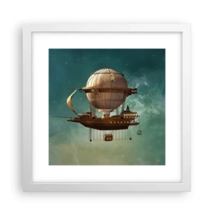 Poster in white frmae - Greetings from Jules Verne - 30x30 cm