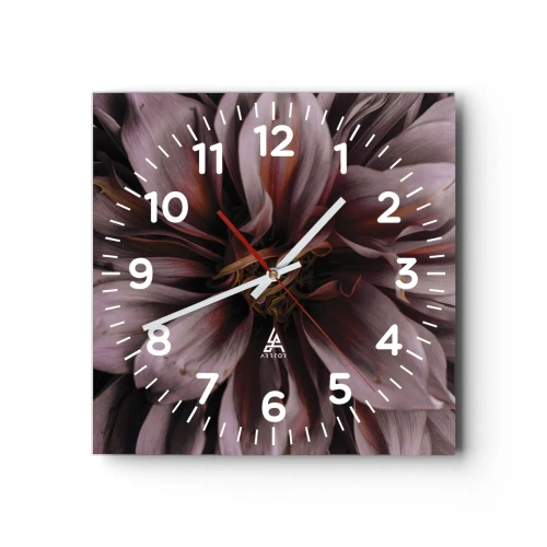Wall clock - Clock on glass - Flowery Heart - 40x40 cm