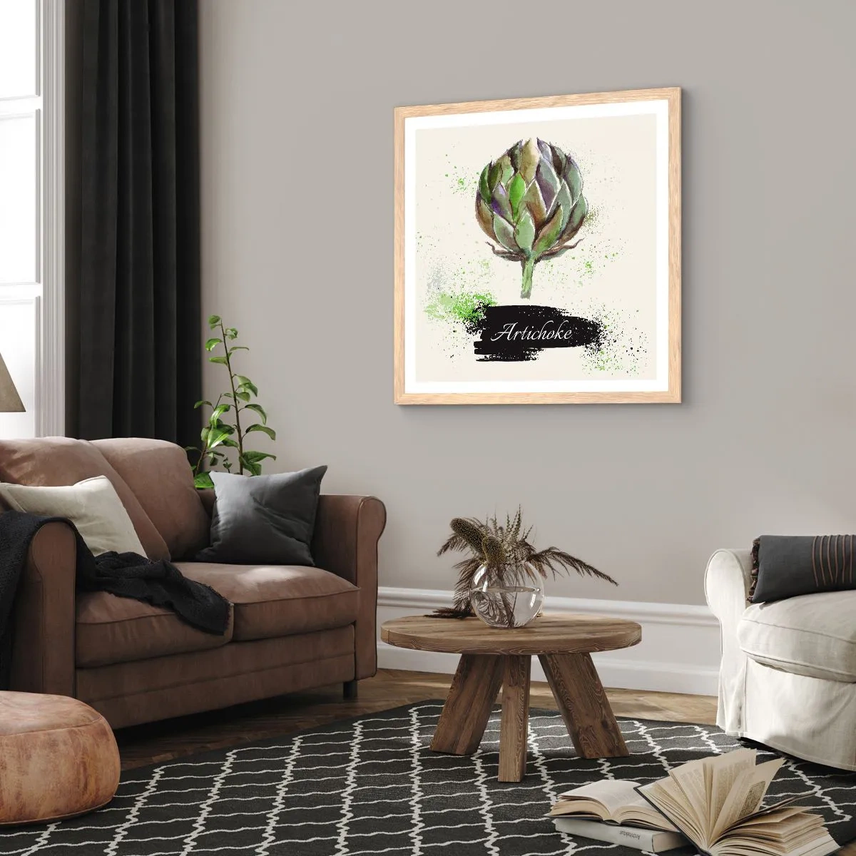 Poster in light oak frame - Eviva Vegetables! - 60x60 cm