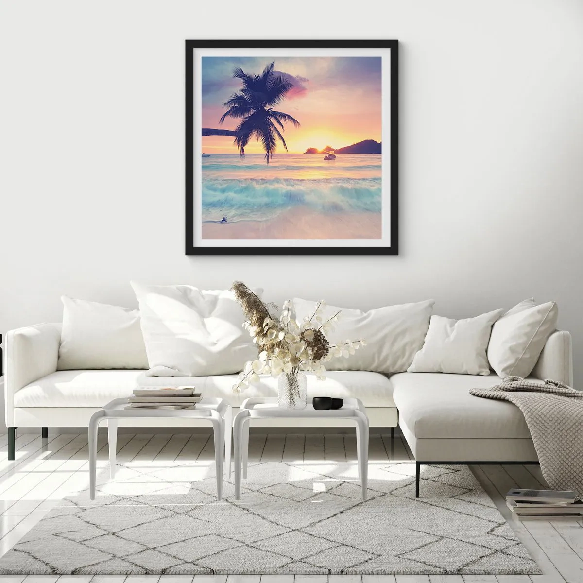 Poster in black frame - Evening in a Bay - 60x60 cm