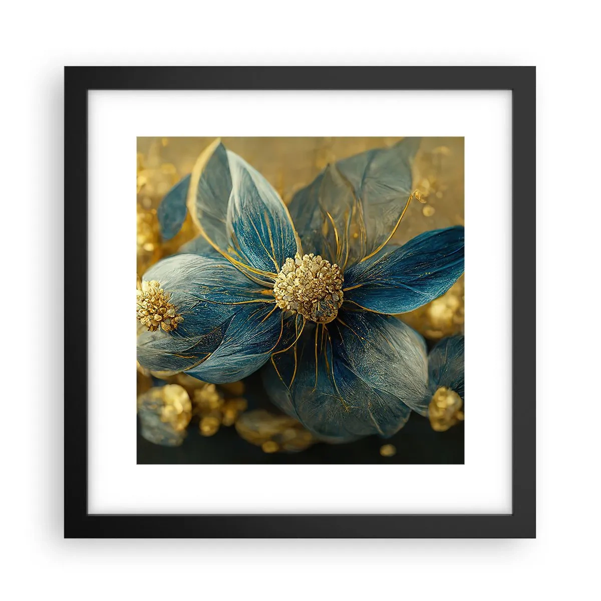 Poster in black frame - Blossoming in Gold - 30x30 cm