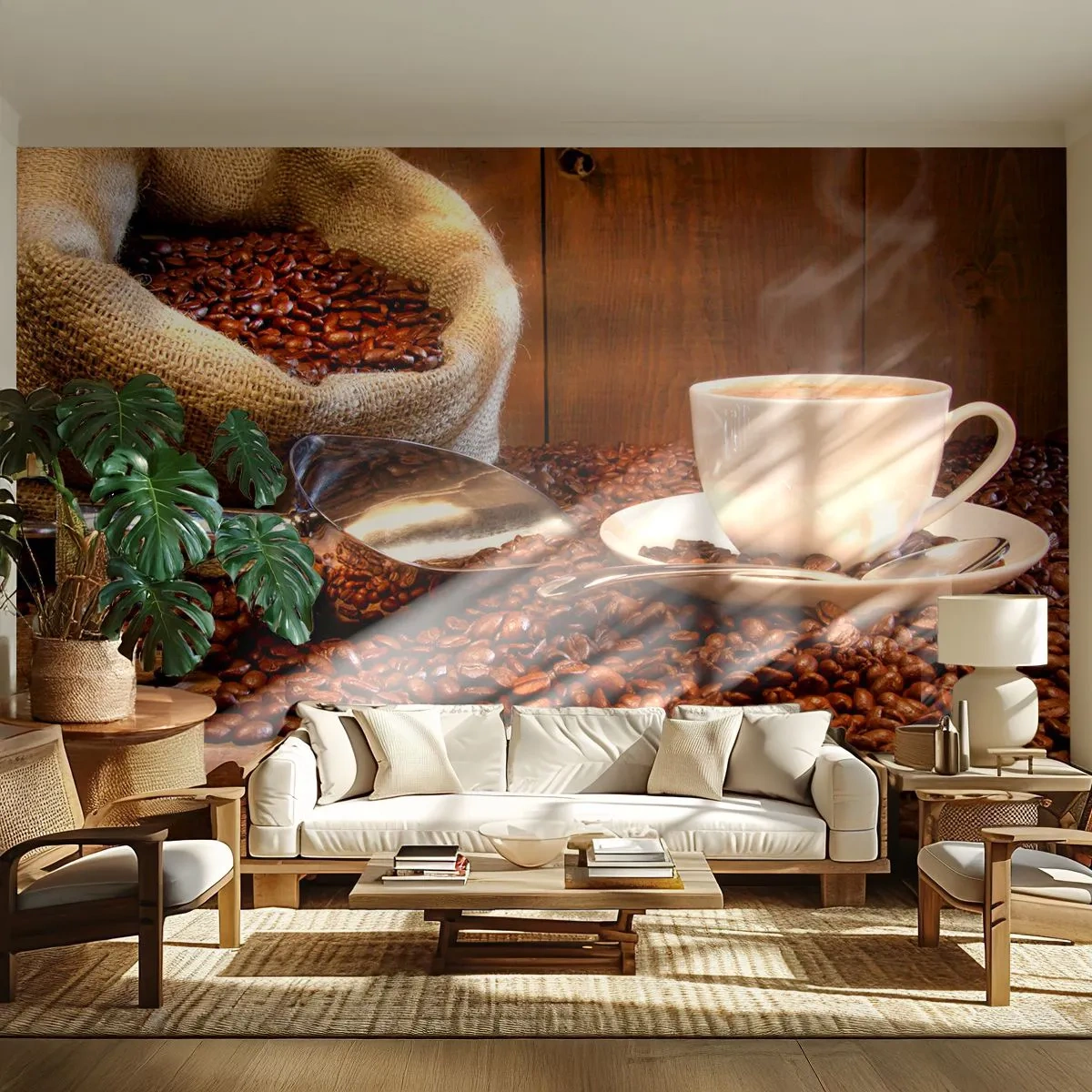 Photo Wallpaper Premium Canvas - Can You Smell It? - Coffee beans, Aroma, Gastronomy - 500x350 cm