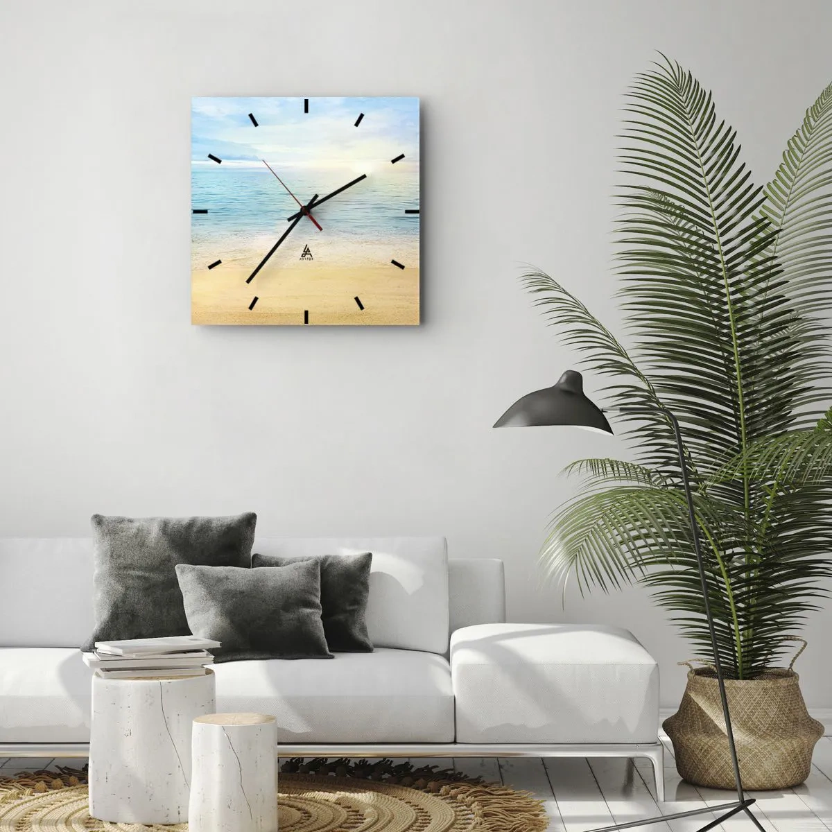 Wall clock - Clock on glass - The Big Blue - 30x30 cm