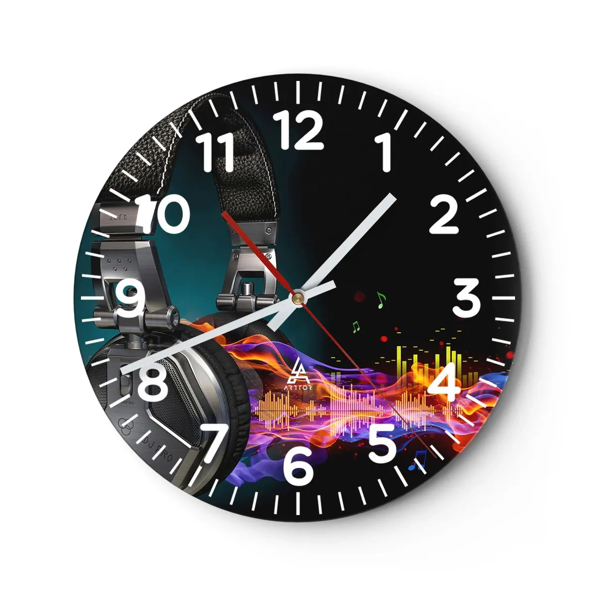 Wall clock - Clock on glass - In the Fire of Music - 30x30 cm