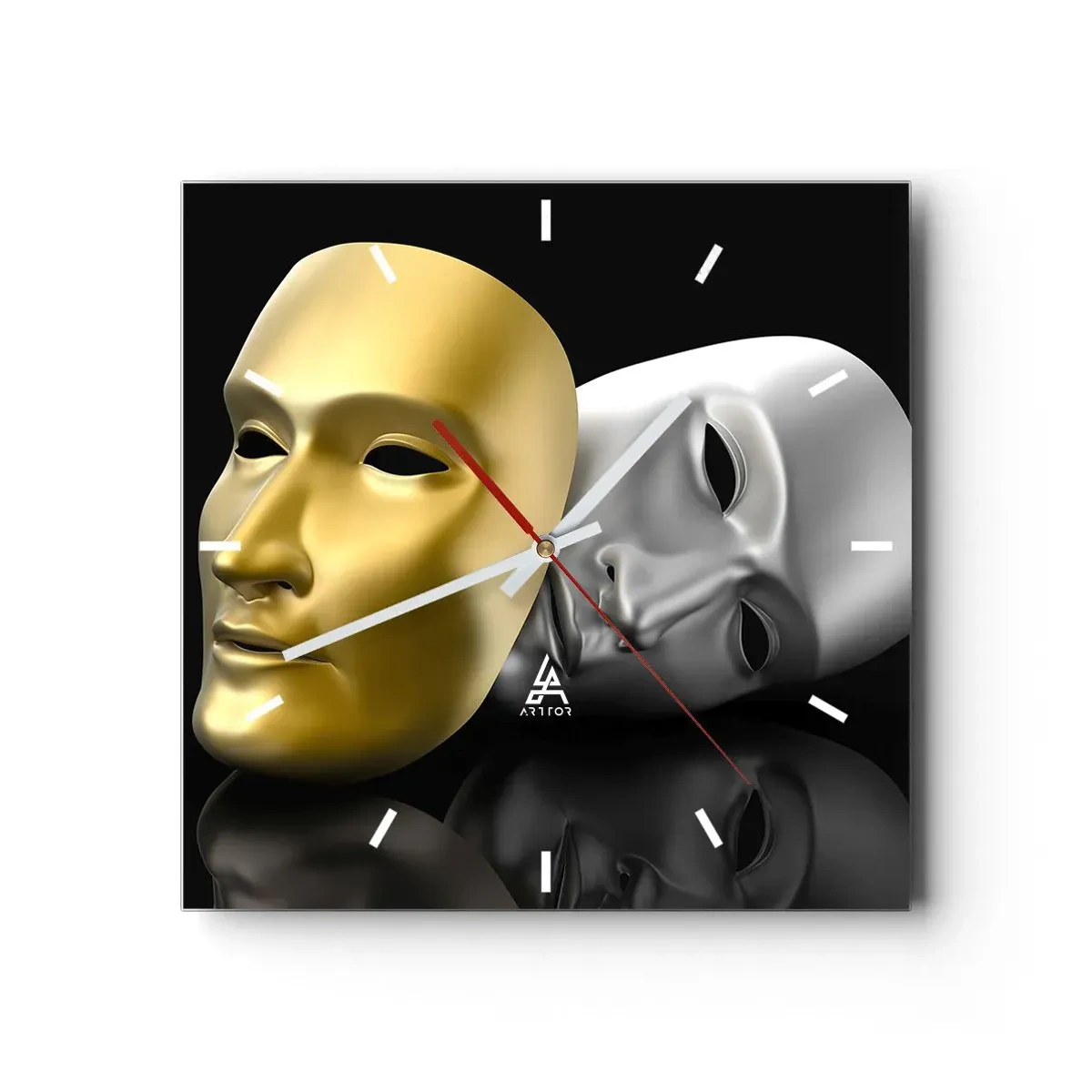 Wall clock - Clock on glass - Life Is a Theatre - 30x30 cm