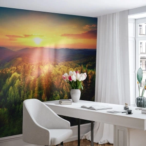 Photo Wallpaper Standard Eco - Peaks and Summits - Landscape, Forest, Mountains - 300x210 cm