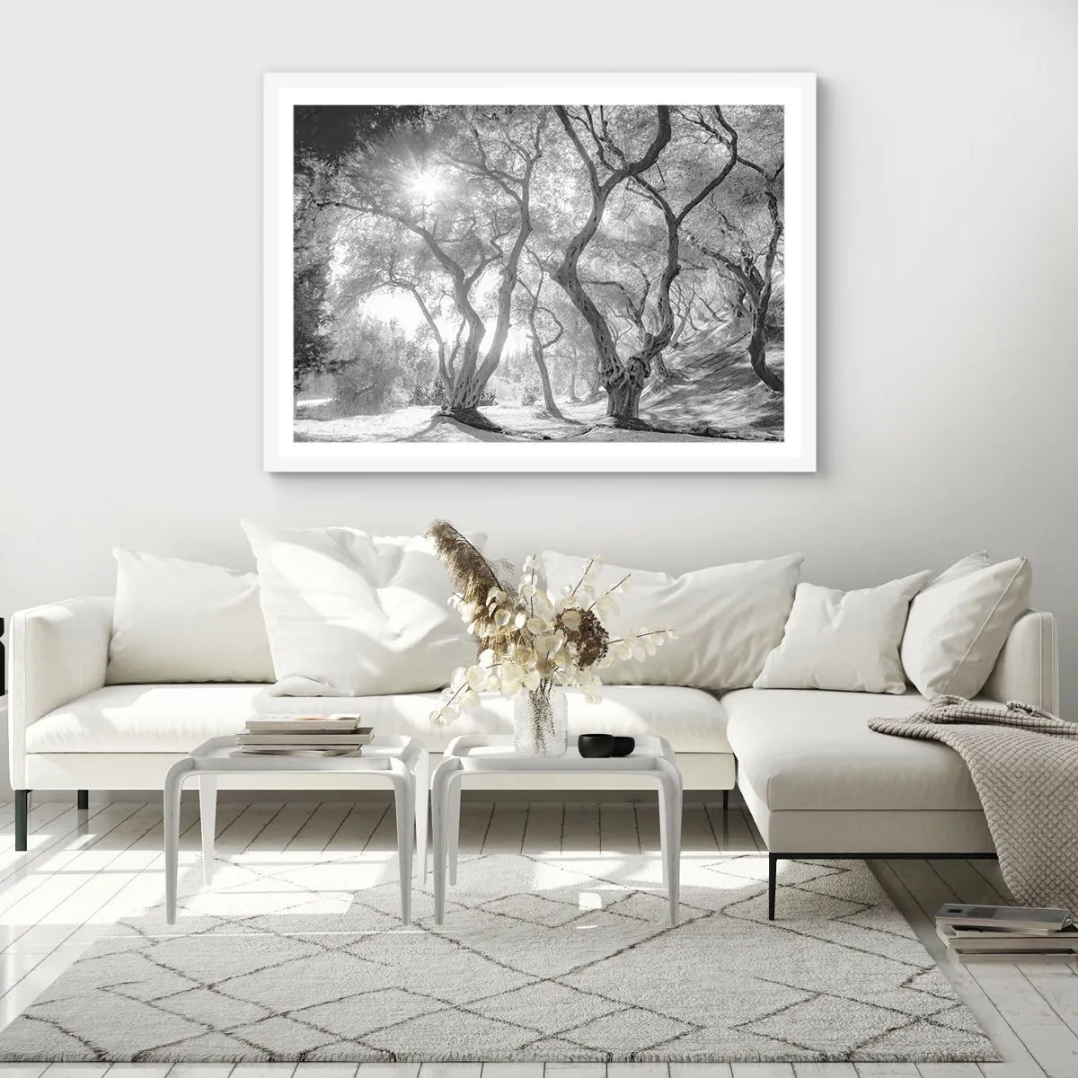 Poster in white frmae - In an Olive Grove - 100x70 cm