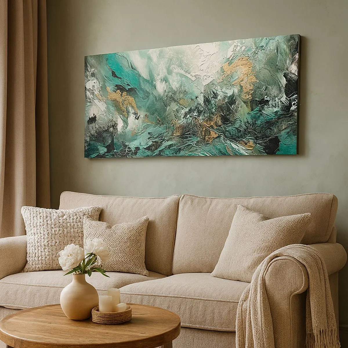 Canvas picture - Emerald and Black Lump - 100x40 cm