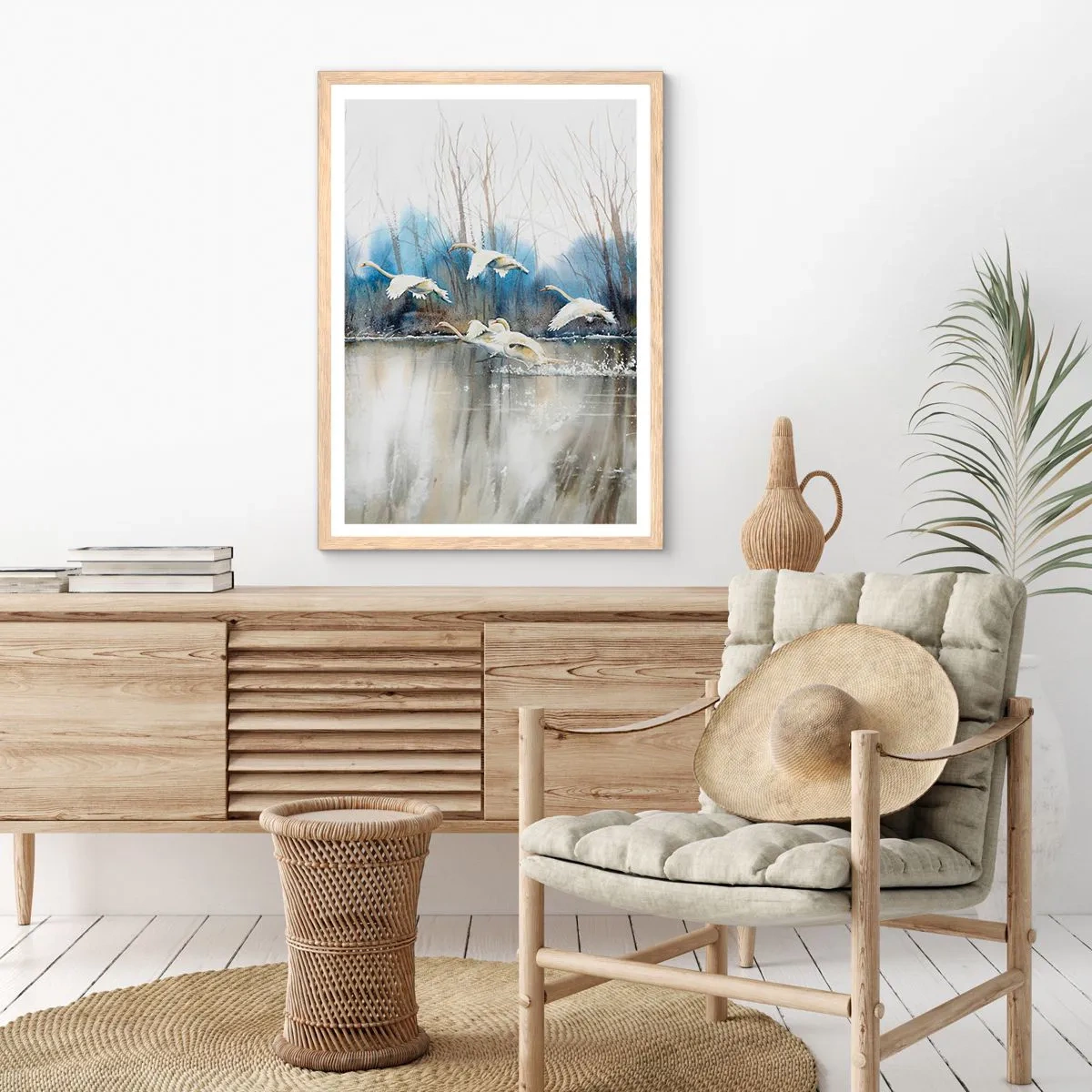 Poster in light oak frame - Like in a Fairy Tale about Wild Swans - 30x40 cm