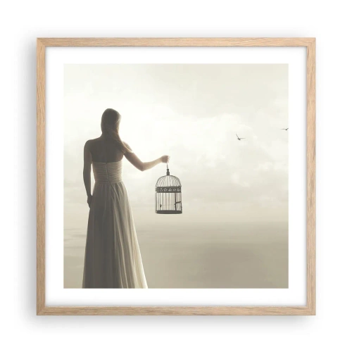 Poster in light oak frame - Be Free - 50x50 cm