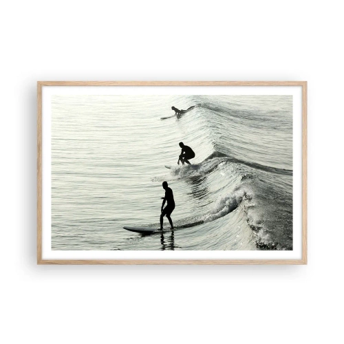 Poster in light oak frame - Meeting the Wave - 91x61 cm