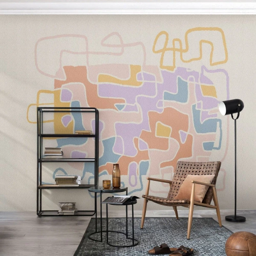 Custom Self-Adhesive Wallpaper Deluxe Sticker - Maze - Joyful Adventure - Minimalism, Pastel, Lines