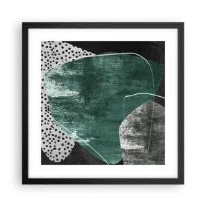 Poster in black frame - Colourful Abstract with a Golden Petal - 40x40 cm