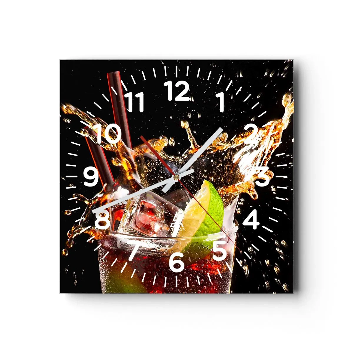 Wall clock - Clock on glass - Joy and Energy of Colours - 40x40 cm
