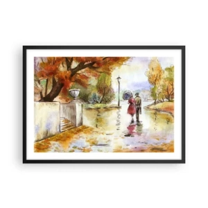 Poster in black frame - Romantic Autumn in a Park - 70x50 cm