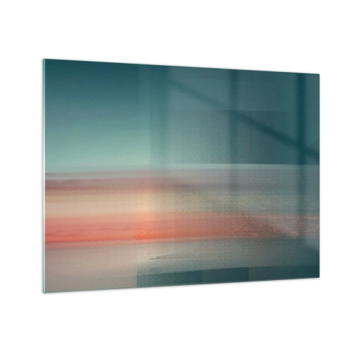 Glass picture - A pastel abstraction reminiscent of light waves at sunset. - 70x50cm - Abstract: Light Waves - Modern wall decoration for the living room and bedroom ARTTOR