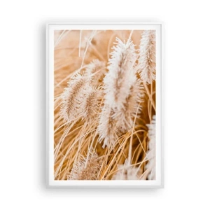 Poster in white frmae - Golden Rustling of Grass - 70x100 cm