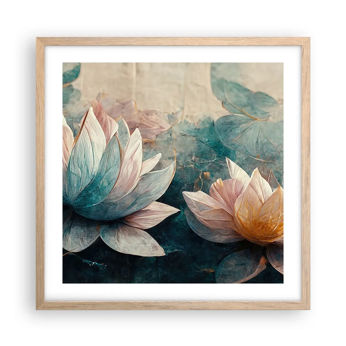 Poster in light oak frame - Stars of the Lake - 50x50 cm