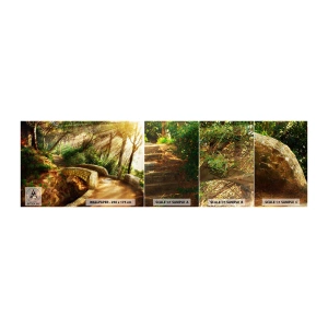 Photo Wallpaper Sample Standard Eco - From the Bridge to Enchanted Forest - Landscapes, Stone Stairs, Rays of the sun - 100x30 cm