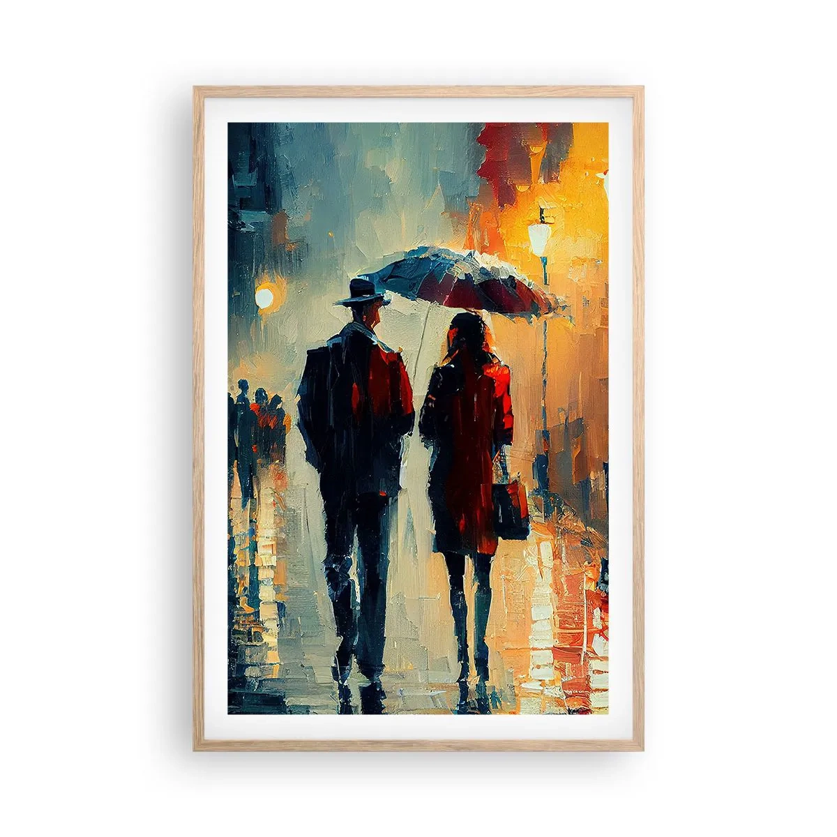 Poster in light oak frame - Urban Love Story - 61x91 cm