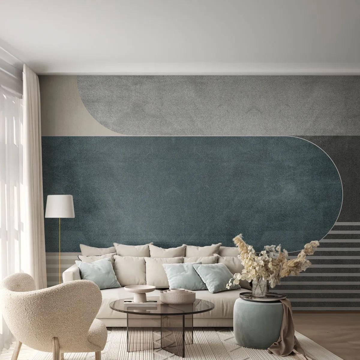 Photo Wallpaper Premium Sand - Levelled Composition - Minimalism, Shapes, Pastel - 350x256 cm