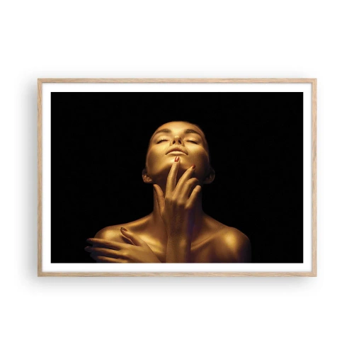 Poster in light oak frame - Like Golden Silk - 100x70 cm