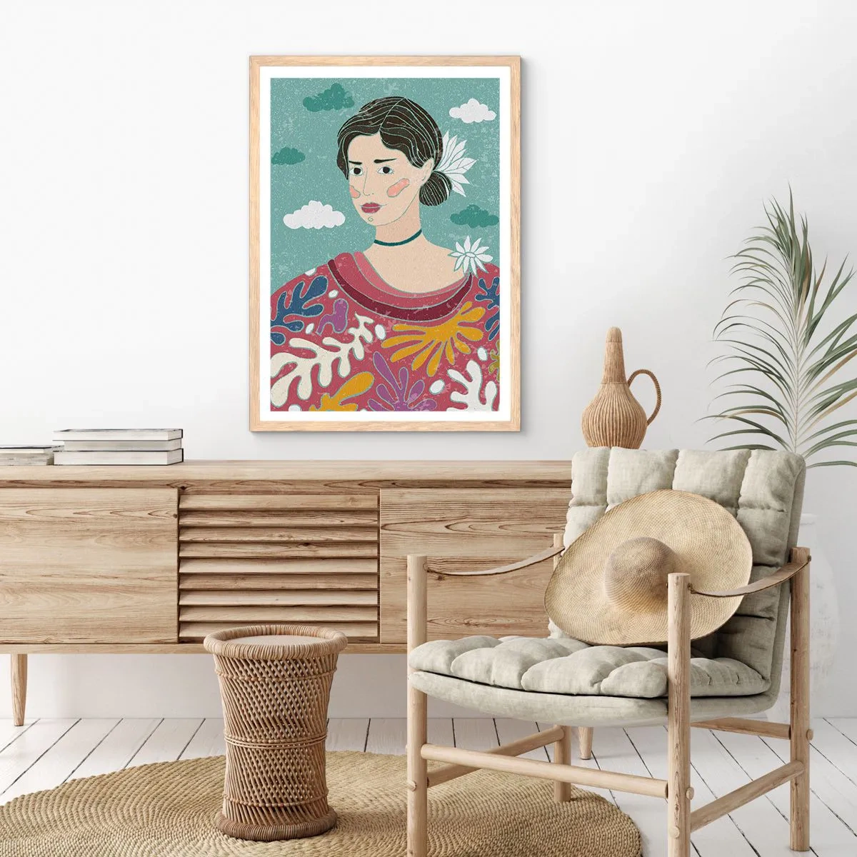 Poster in light oak frame - With a Melancholic Look - 61x91 cm