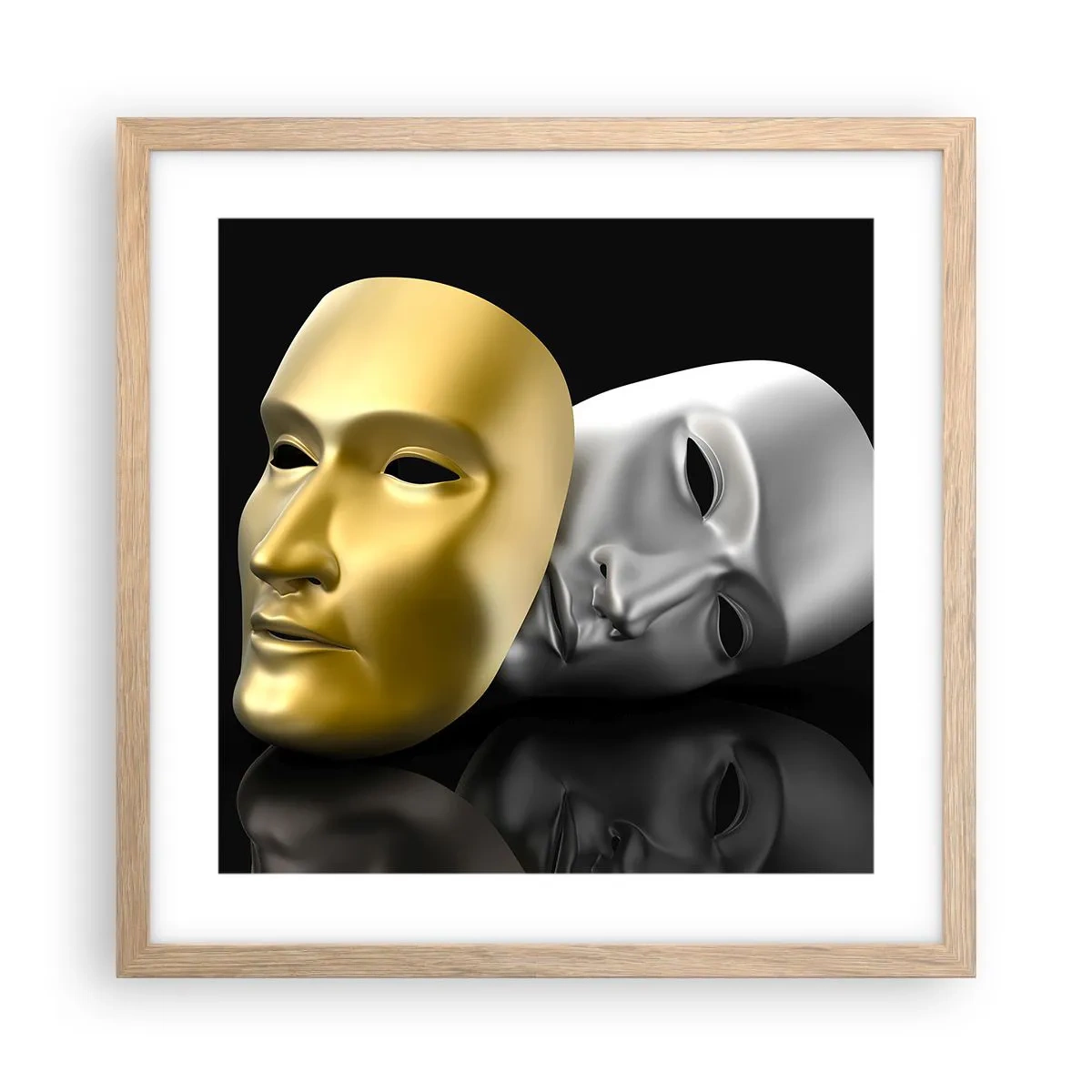 Poster in light oak frame - Life Is a Theatre - 40x40 cm
