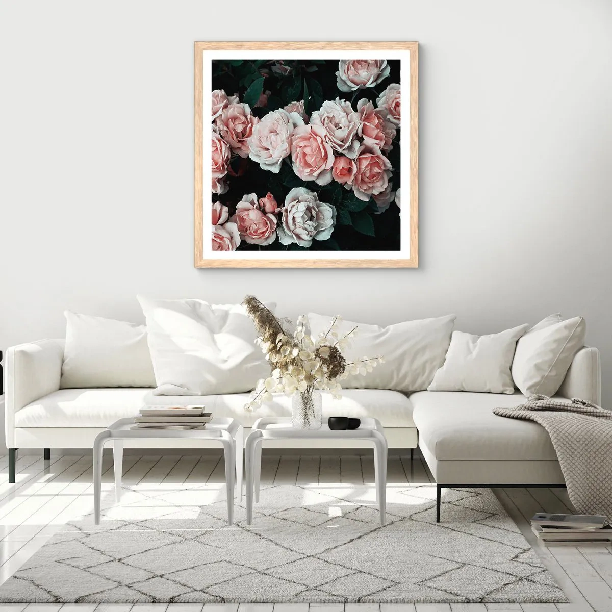 Poster in light oak frame - Rose Ensemble - 30x30 cm