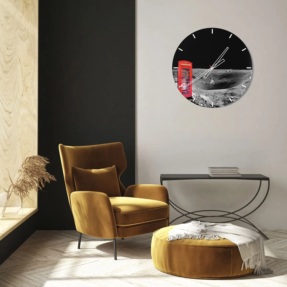 Wall clock - Clock on glass - Space Joke - 40x40 cm