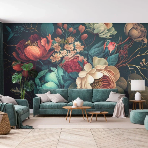 Photo Wallpaper Premium Sand - 19th Century Charm - Flowers, Shabby Chic, Classic - 200x140 cm